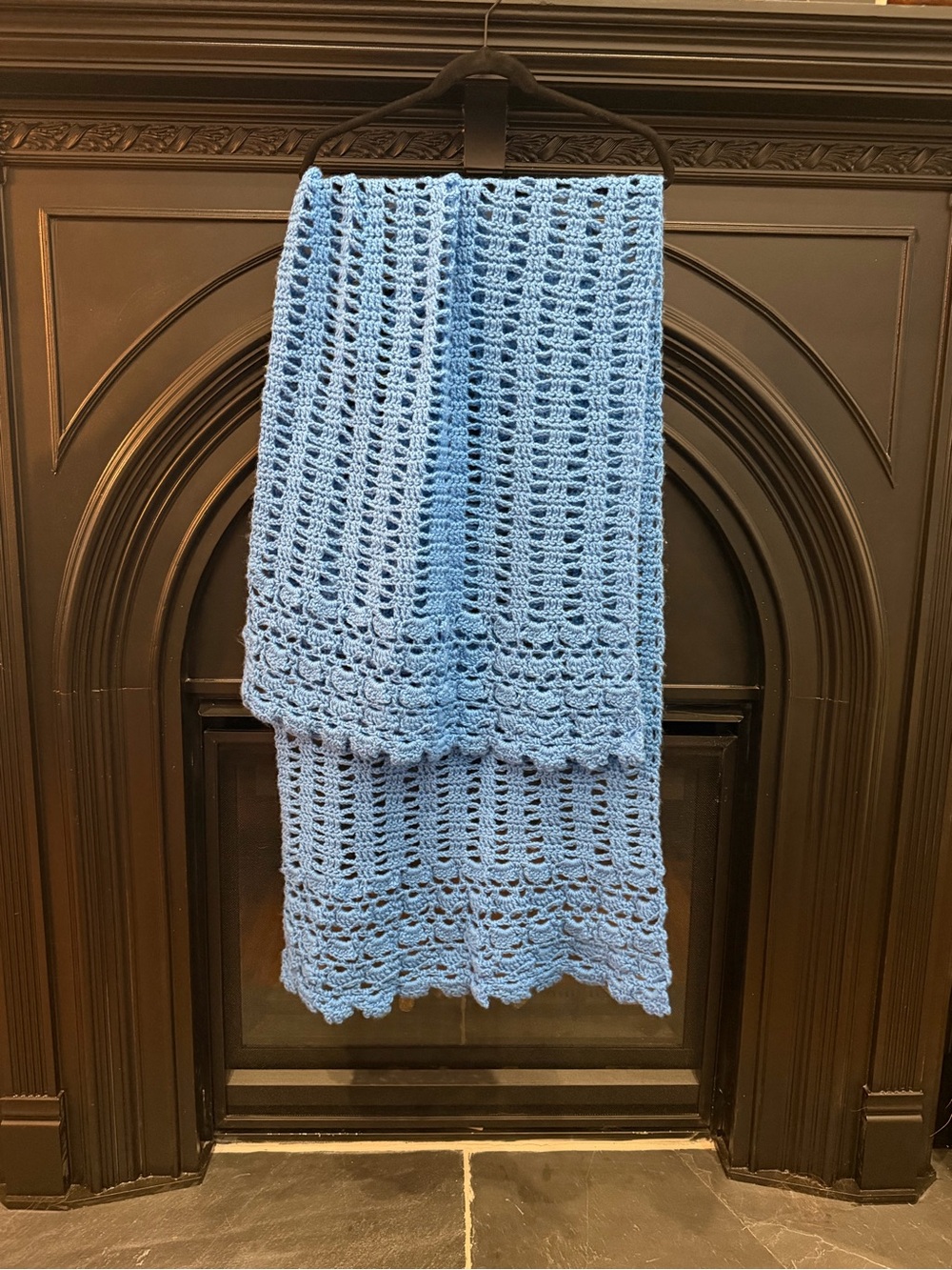 Handmade Light Blue Crochet Throw Blanket